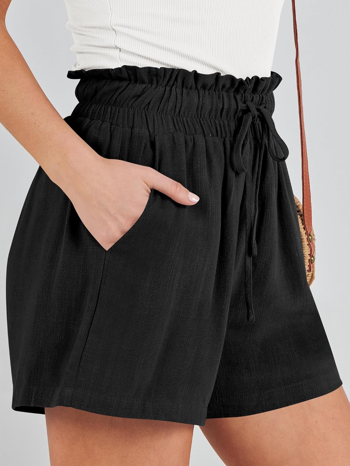 ANRABESS Linen Shorts for Women Summer Casual Wide Leg Loose High Waist Drawstring Dressy Shorts 2026 Beach Vacation Clothes