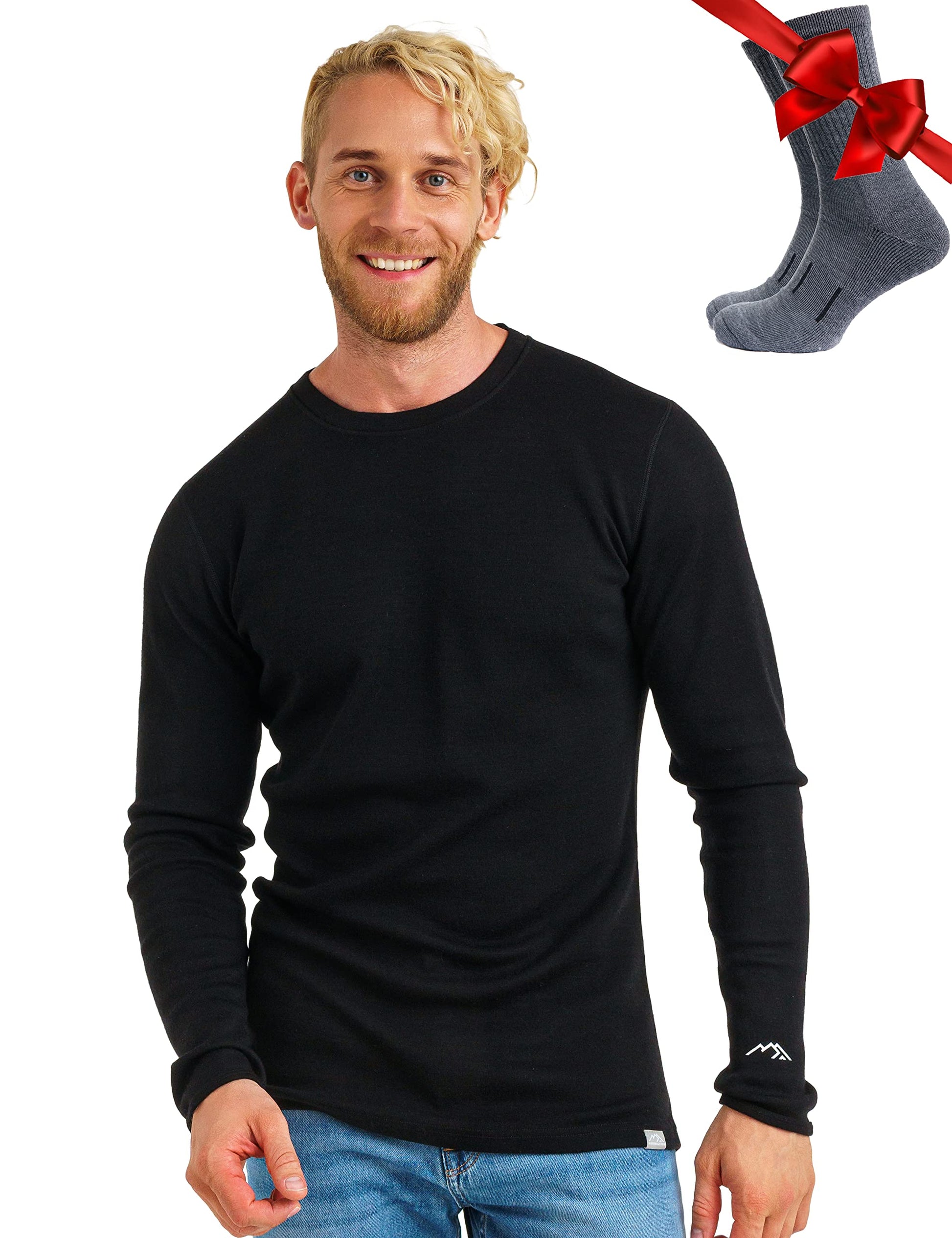 Merino.tech Merino Wool Base Layer - Mens 100% Merino Wool Long Sleeve Thermal Shirts Heavyweight, Midweight, Lite with Socks-10