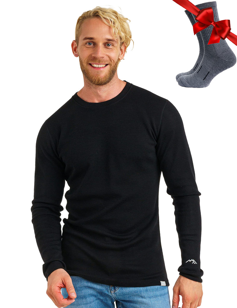 Merino.tech Merino Wool Base Layer - Mens 100% Merino Wool Long Sleeve Thermal Shirts Heavyweight, Midweight, Lite with Socks-10