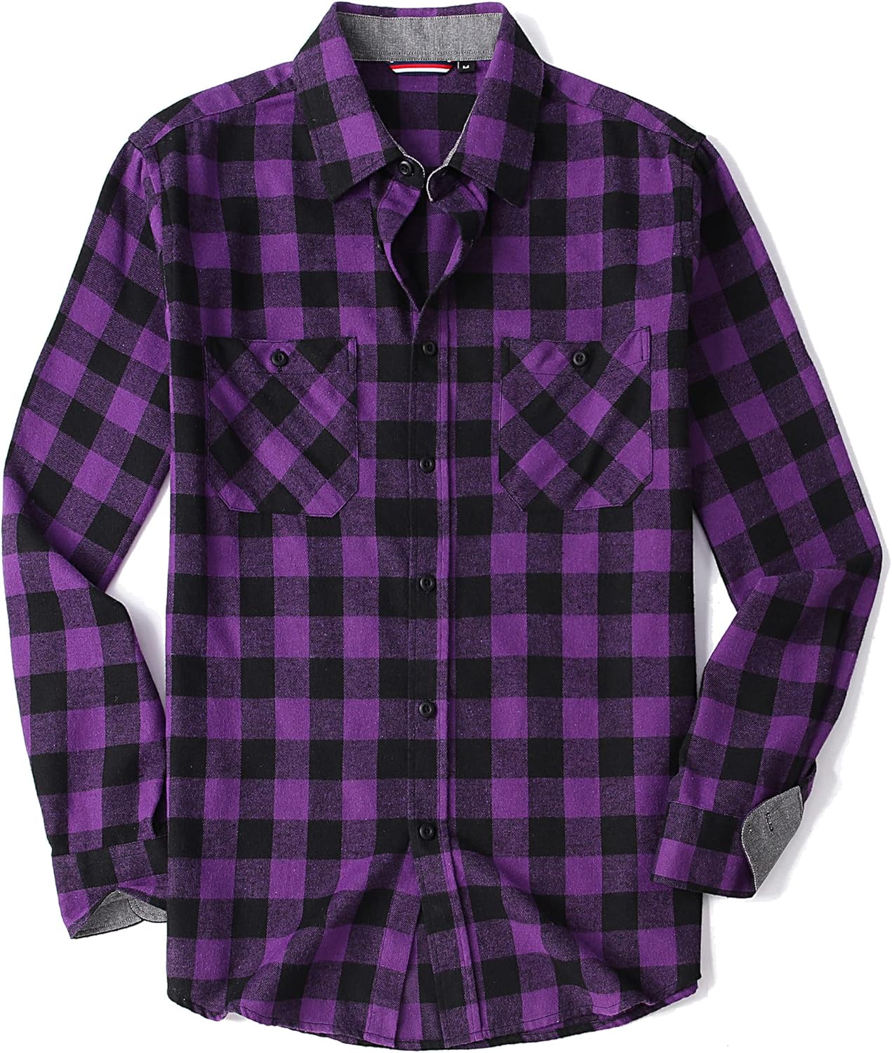 Esabel.C Mens Flannel Shirt Regular Fit Long Sleeve,Casual Button Down Plaid Flannel Shirt for Men-2