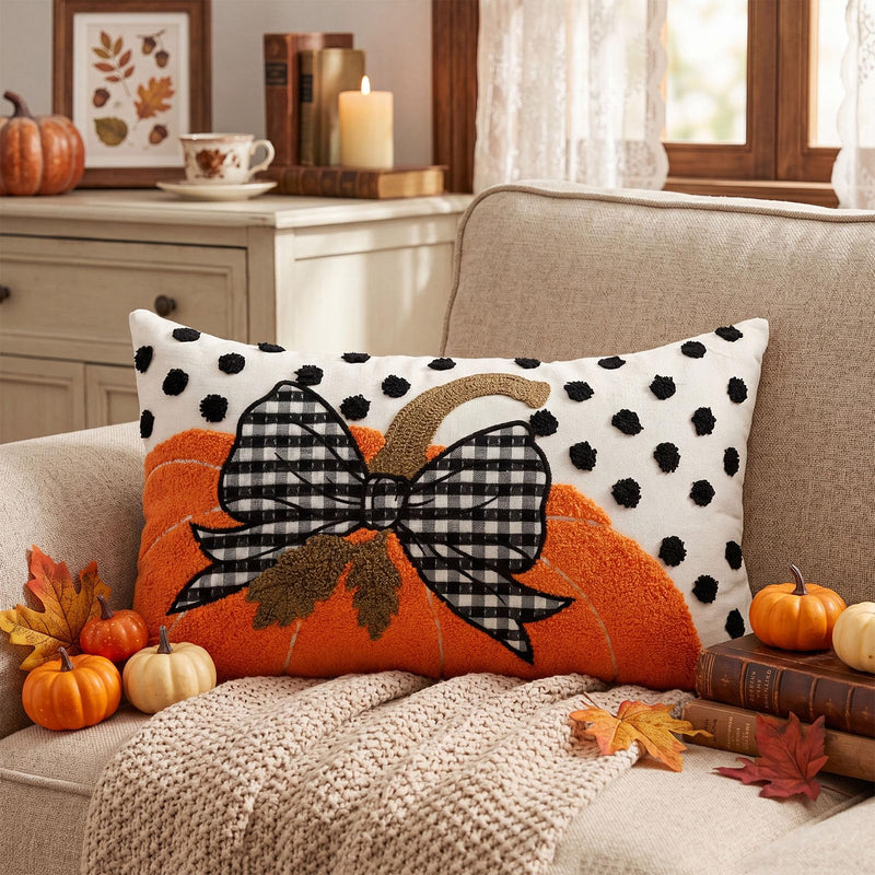 Boao Fall Pumpkin Pillow Covers 12x20 Rustic Boho Brown Beige Lumbar Case