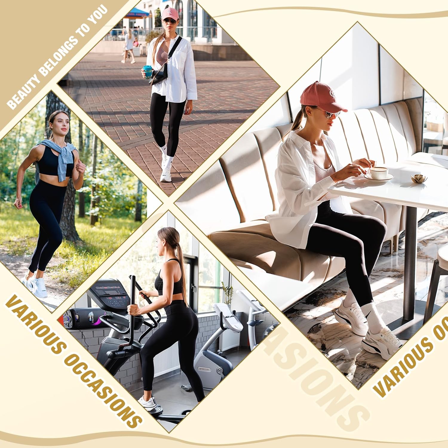 CADITEX Leggings for Women, No See Through High Waisted Workout Yoga Leggings for Women