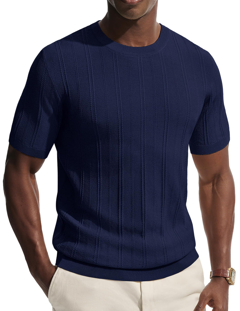 PJ PAUL JONES Mens T-Shirts Crew Neck T Shirts Short Sleeve Knit Shirt Casual Ribbed Top Basic Pullover Tees