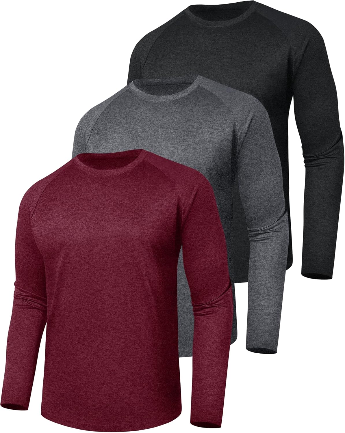 3 Pack Long Sleeve Shirts for Men - Quick Dry Moisture Wicking UV Sun Protection T-Shirts for Fishing Workout Athletic Gym-13