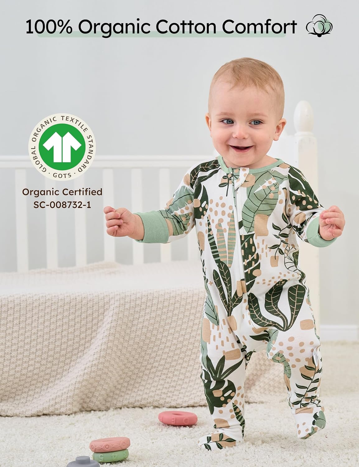 Yoofoss Baby Pajamas 100% Organic Cotton Baby Sleepers for Newborn 0-3 3-6 6-9 Months Boys Girl Clothes 3pcs Footed PJs