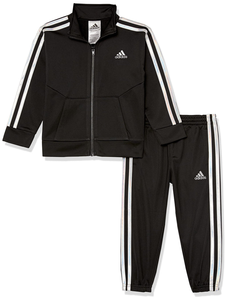 adidas Little Girl's Zip Front Classic Tricot Jacket and Joggers Set-24