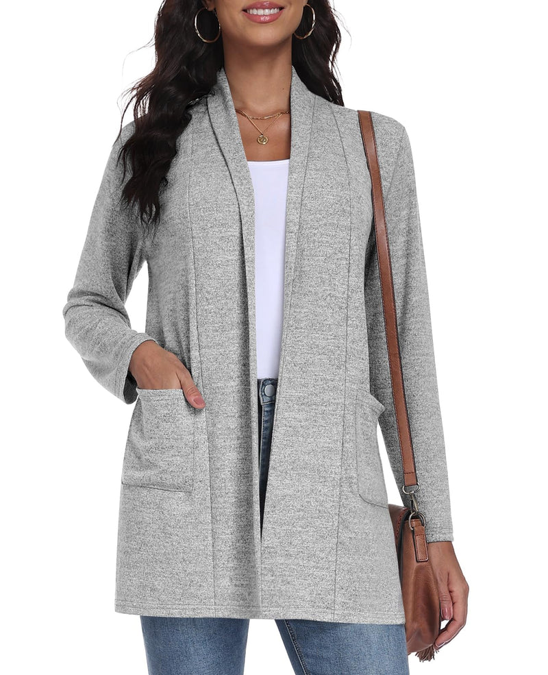 Womens Long Sleeve Lightweight Cardigan Open Front Casual Draped Cardigans with Pockets-51