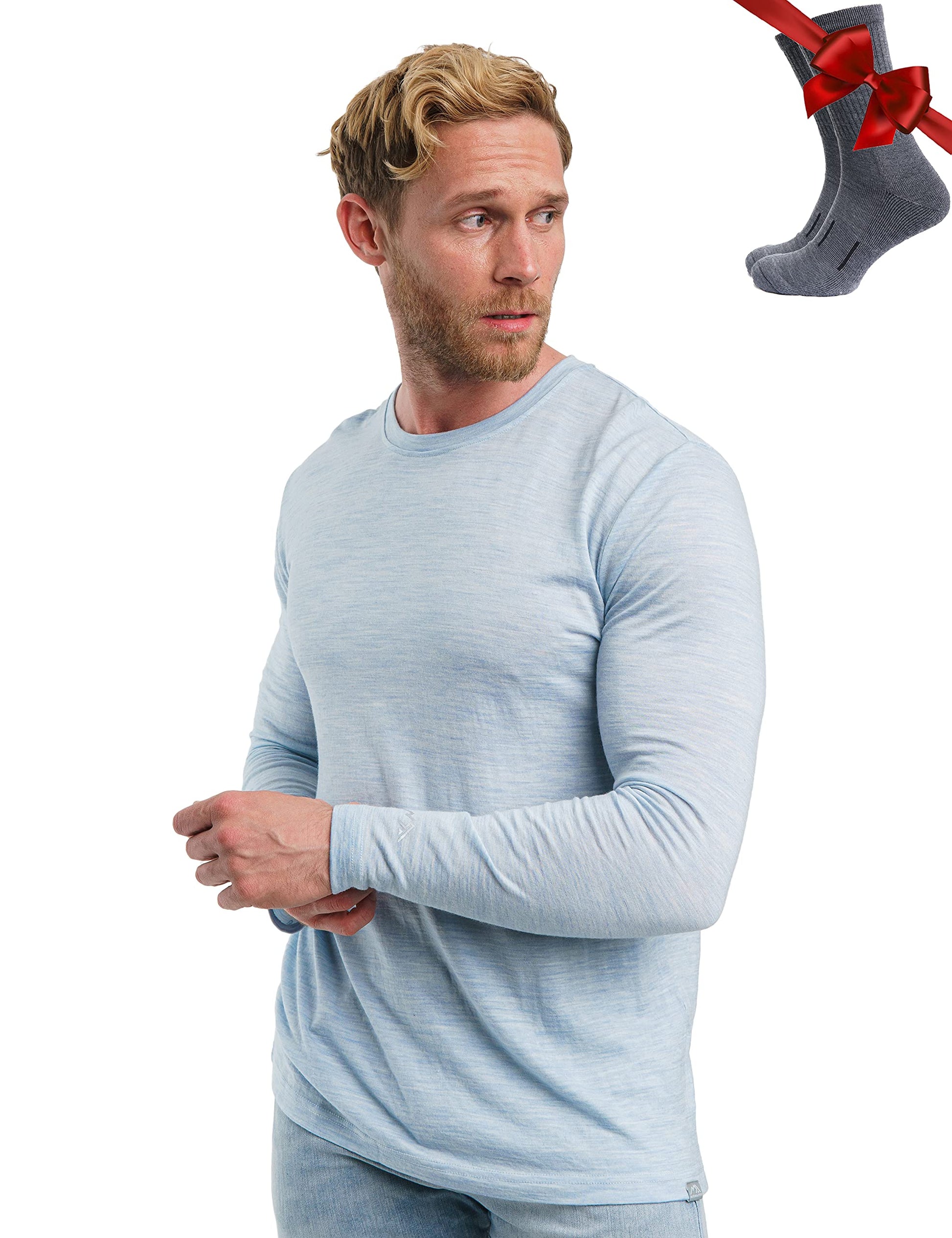 Merino.tech Merino Wool Base Layer - Mens 100% Merino Wool Long Sleeve Thermal Shirts Heavyweight, Midweight, Lite with Socks-6