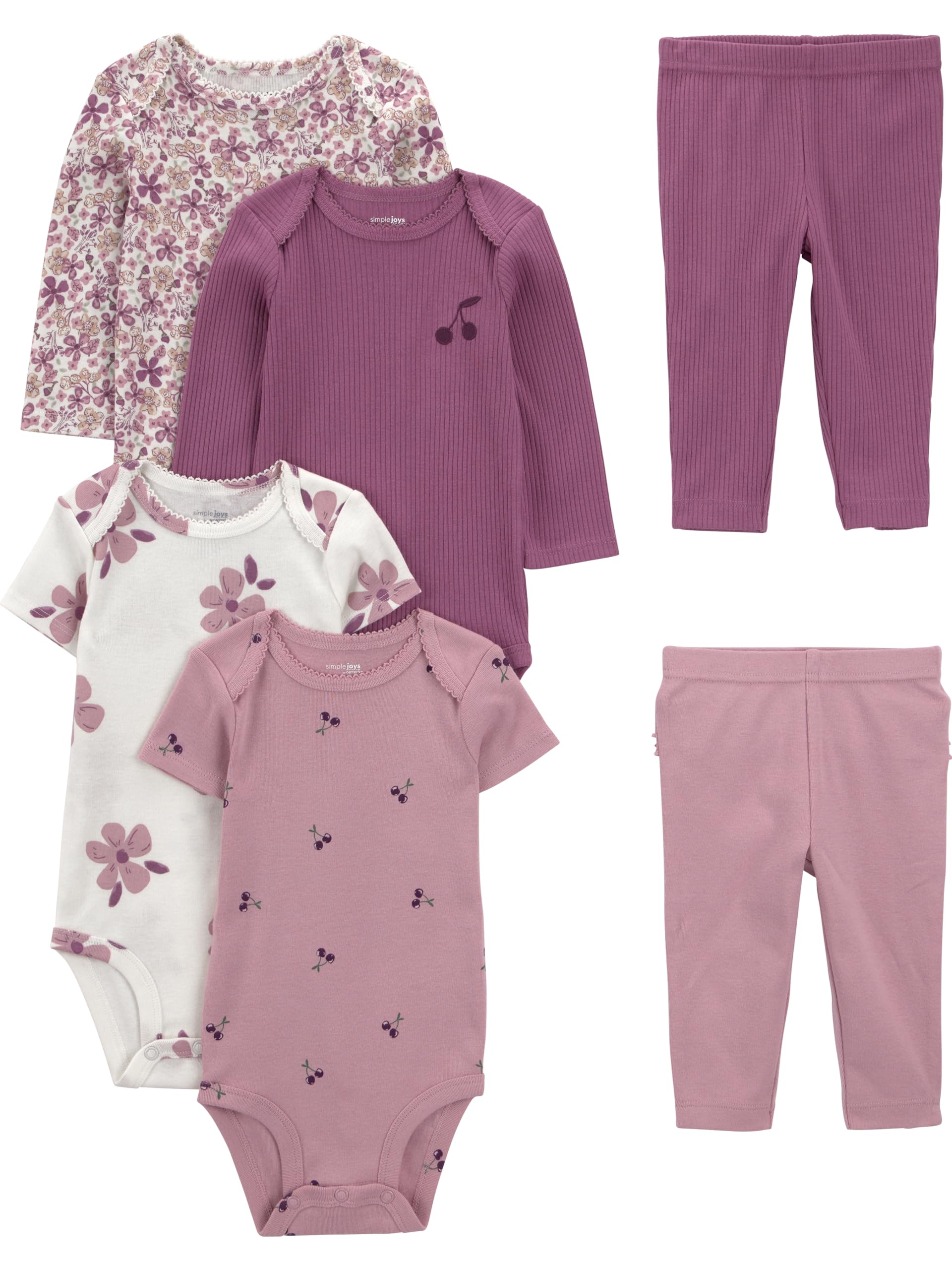 Simple Joys by Carter's baby-girls 6-piece Bodysuits (Short and Long Sleeve) and Pants Set
