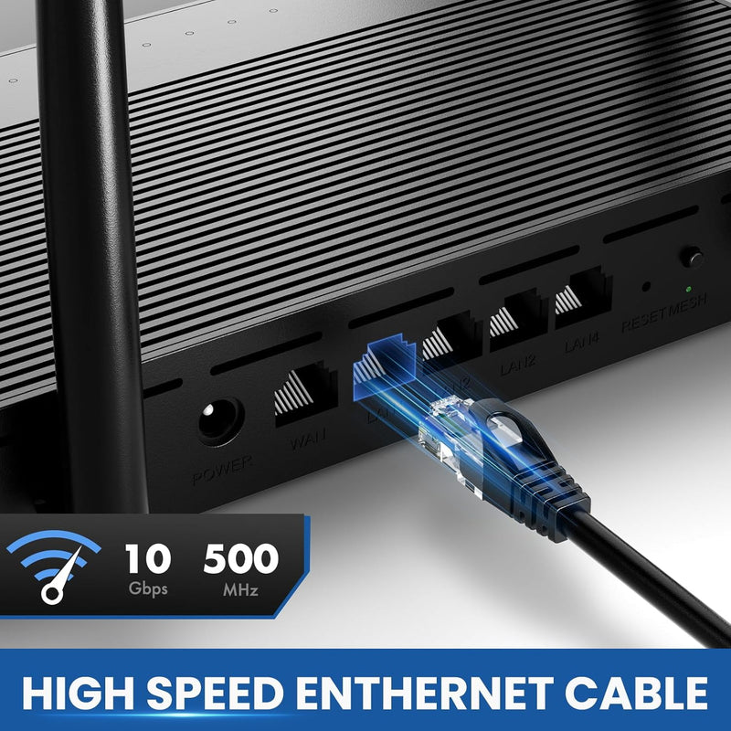 Ultra Clarity Cables Cat 6 Ethernet Cable 100 ft, Outdoor&Indoor 10Gbps Ethernet Cable, High Speed Cat6 Cable RJ45 LAN Internet Cable for Computer, Router, Modem, PS4/5, Xbox, Gaming - Black