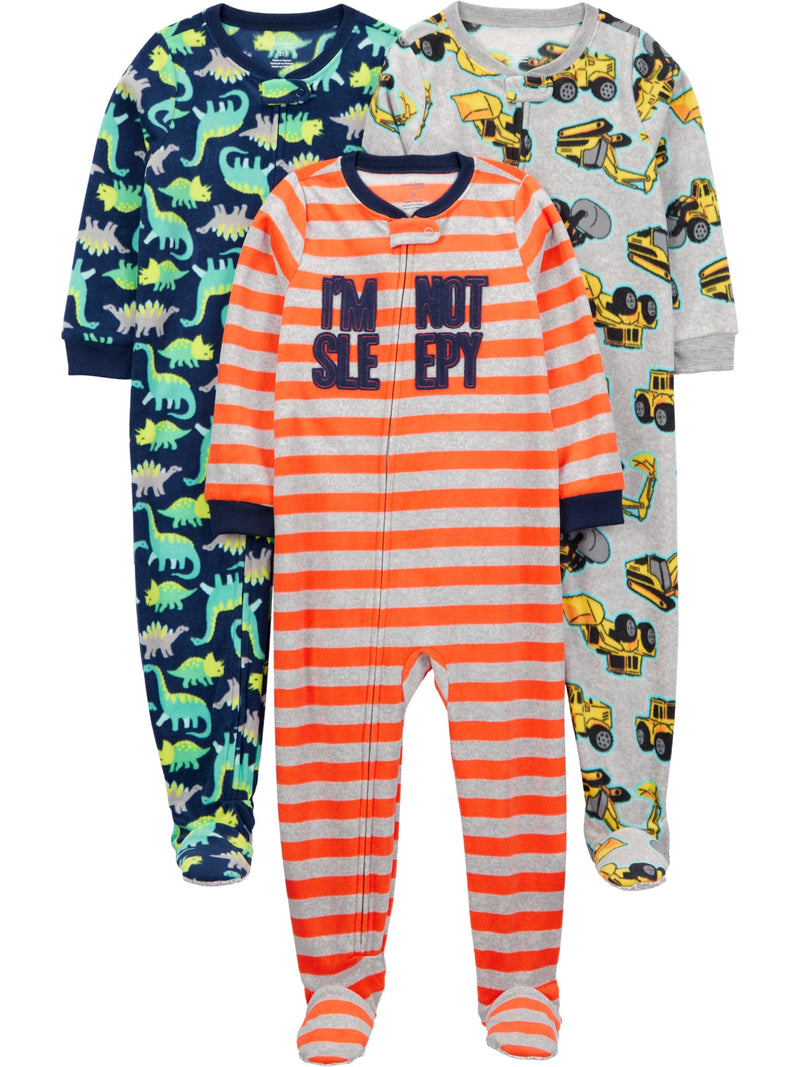 Simple Joys by Carter's baby-boys Loose-Fit Flame Resistant Fleece Footed Pajamas-35