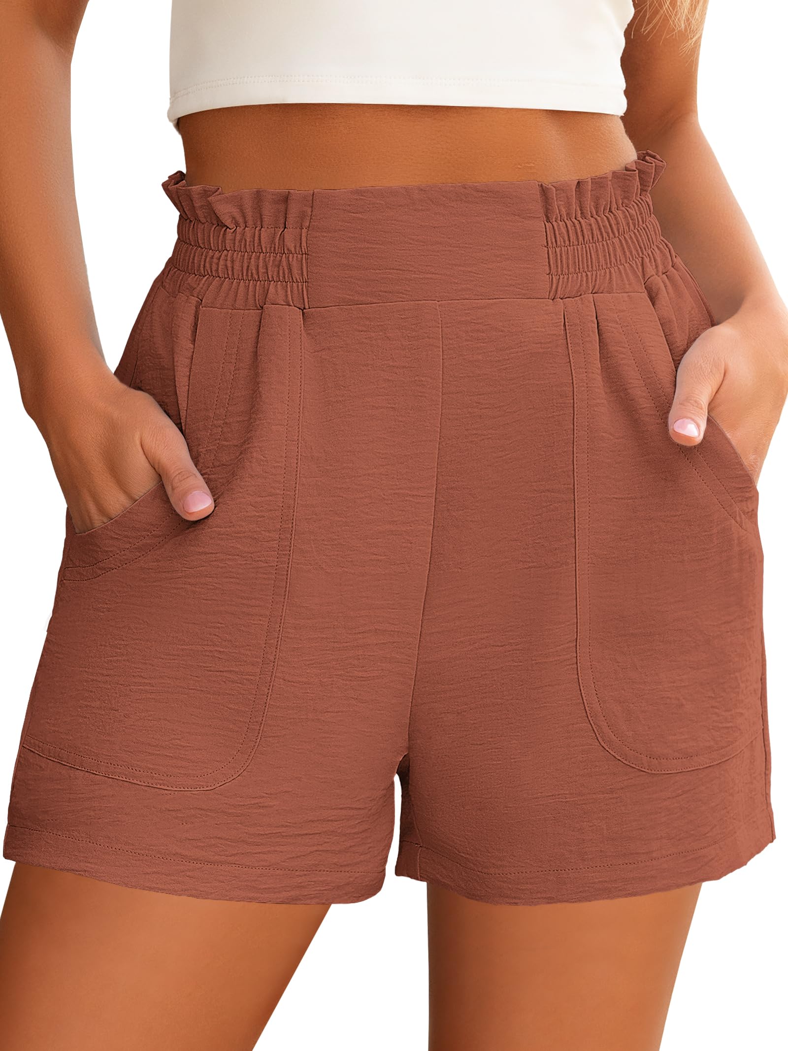 ANRABESS Shorts for Women Summer Casual Elastic High Waisted Wide Leg Cute Dressy Beach Shorts 2026 Vacation Beach Clothes