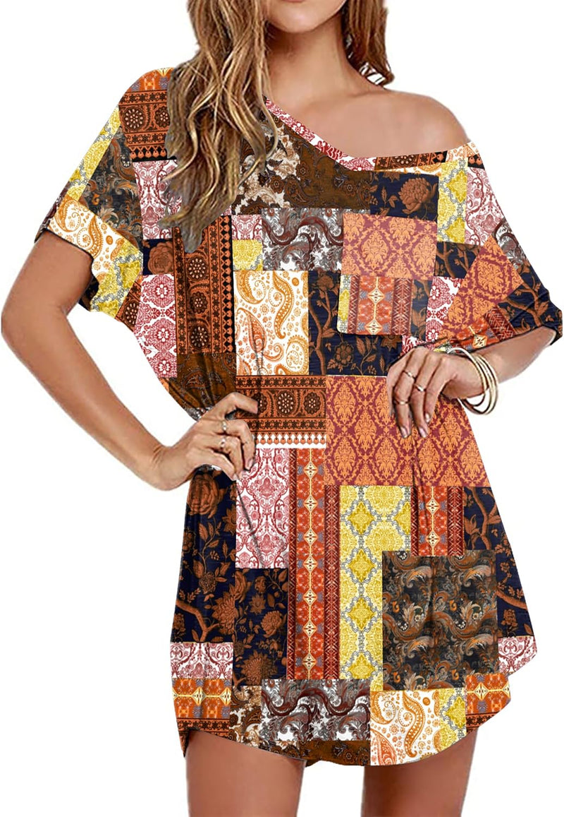 Ekouaer Womens Tshirt Nightgown Cotton V Neck Sleepshirts Comfy Casual Nightshirt for Women-10