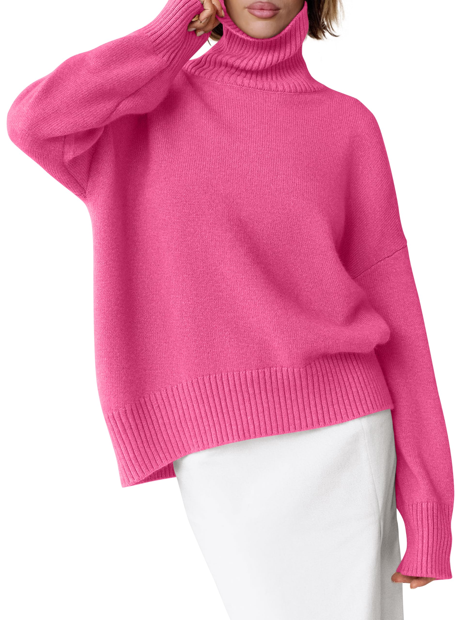 ANRABESS Womens Turtleneck Sweaters Oversized Chunky Long Sleeve Knit High Low Hem Pullover Top 2025 Fall Winter Fashion-26