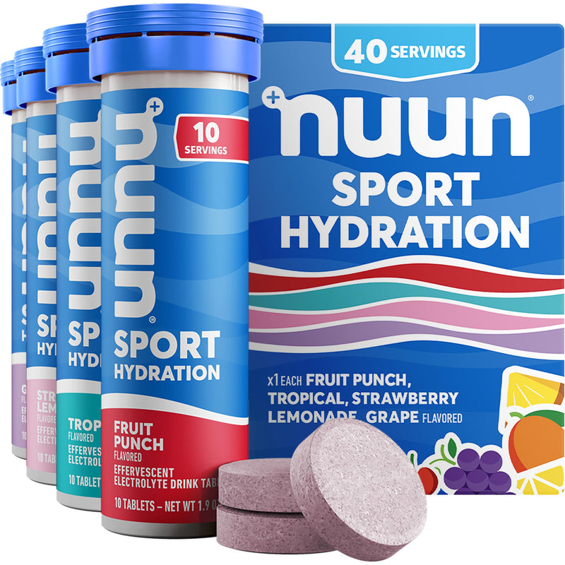 Nuun Sport Electrolyte Tablets with Magnesium, Calcium, Potassium, Chloride & Sodium, Gluten Free & Vegan, Tri-Berry, 4 Pack (40 Servings Total)