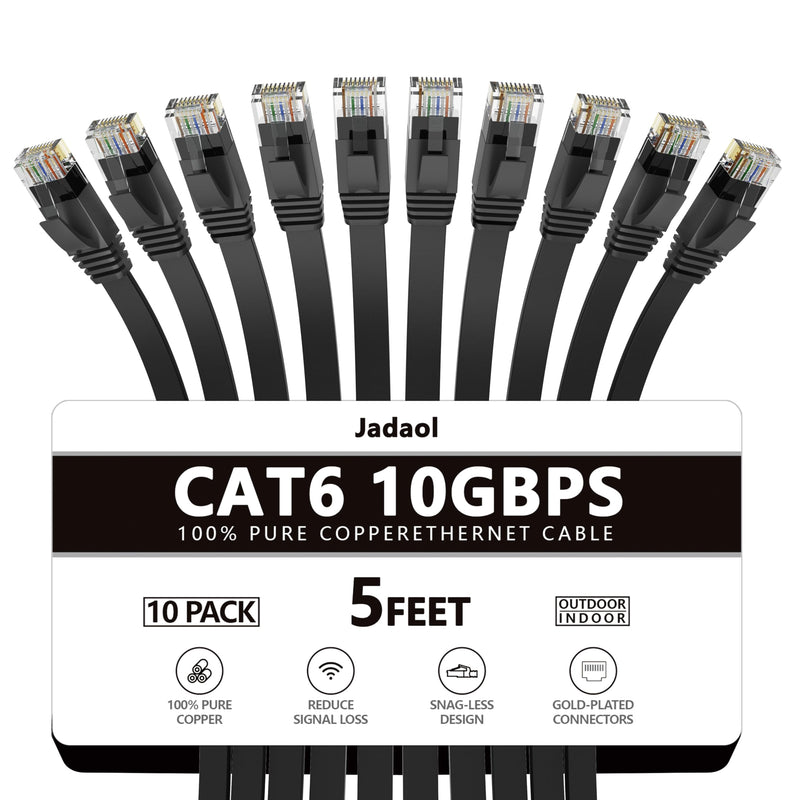 Jadaol Cat 6 Ethernet Cable 50 ft, 10Gbps Support Cat8 Cat7 Network, Flat RJ45 LAN Patch Cable, High-Speed Wired Internet Cable for Router, Modem, Switch, Gaming Consoles, PC, Streaming Devices, White