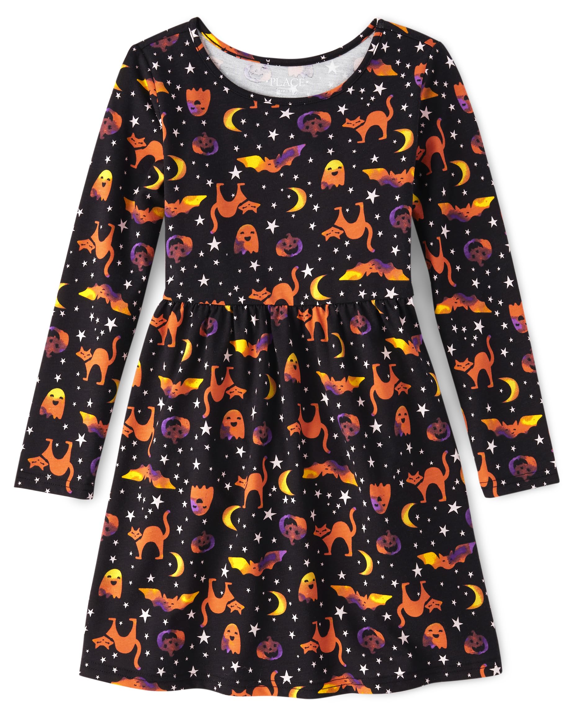 The Children's Place Girls Printed Skater Dress, Long Sleeve