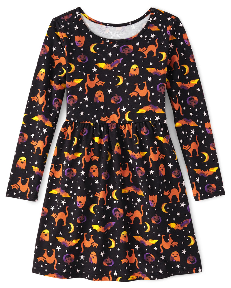 The Children's Place Girls Printed Skater Dress, Long Sleeve