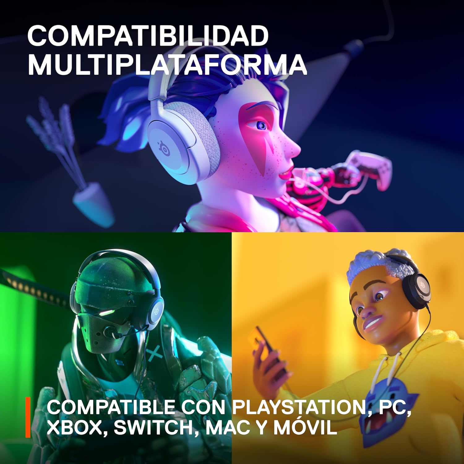 SteelSeries Arctis Nova 1P Multi-System Gaming Headset — Hi-Fi Drivers — 360° Spatial Audio — Comfort Design — Durable — Lightweight — Noise-Cancelling Mic — PS5/PS4, PC, Xbox, Switch - White