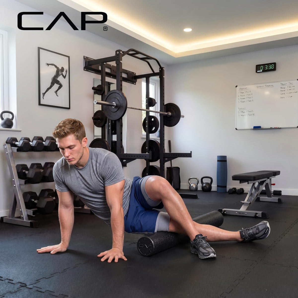 CAP 36-Inch Firm High-Density Foam Roller, Exercise & Recovery Massage, Black