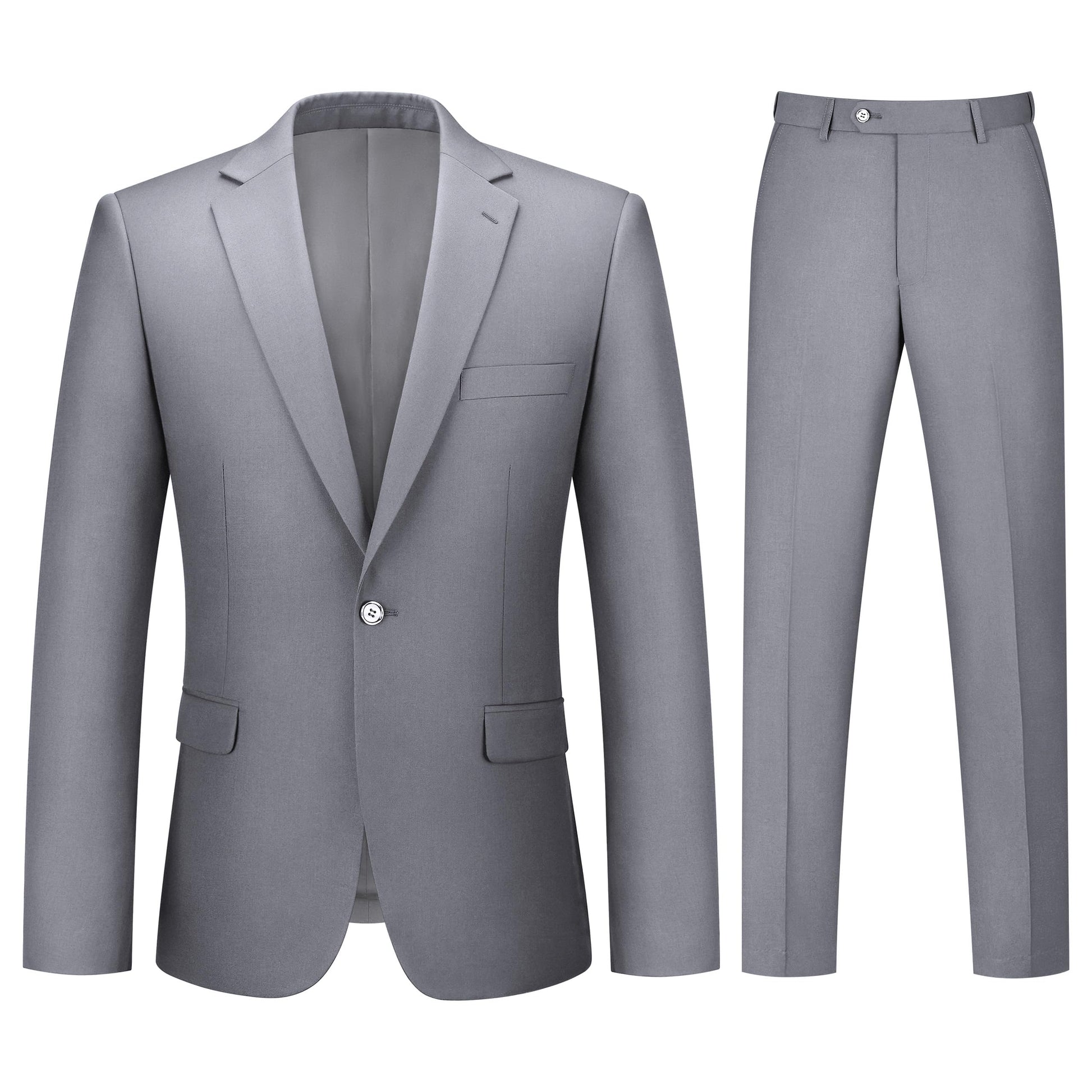 Mens Suit 2 Piece Suits for Men One Button Slim Fit Solid Jacket & Pants Tuxedo Set Business Wedding Party-8