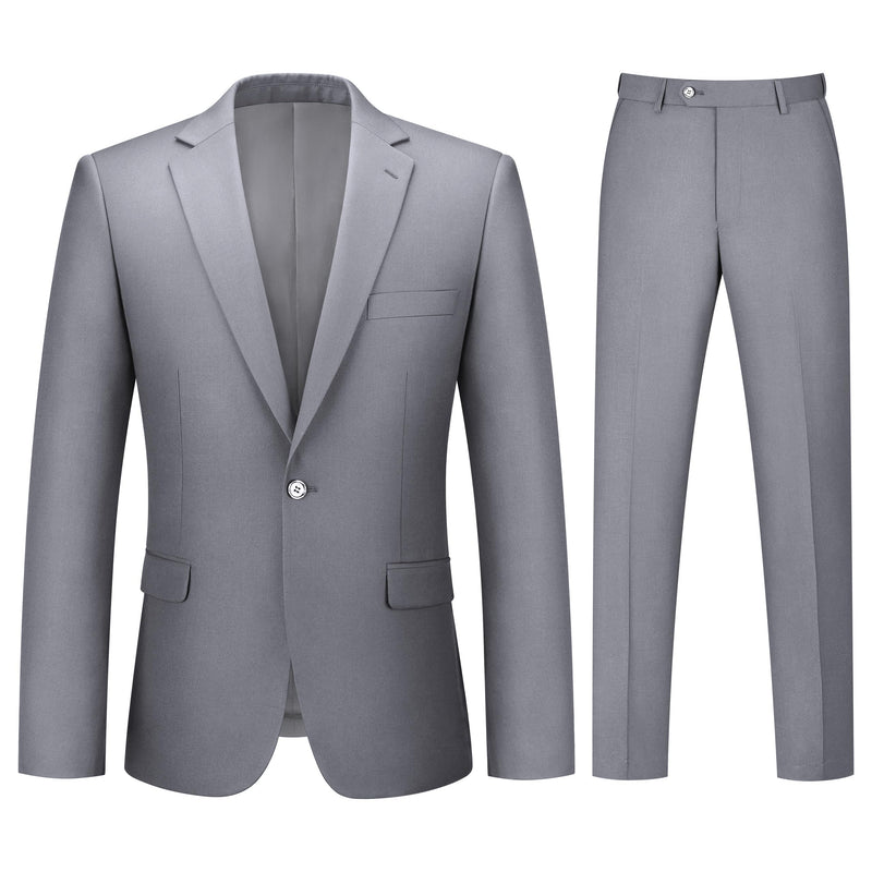 Mens Suit 2 Piece Suits for Men One Button Slim Fit Solid Jacket & Pants Tuxedo Set Business Wedding Party-10