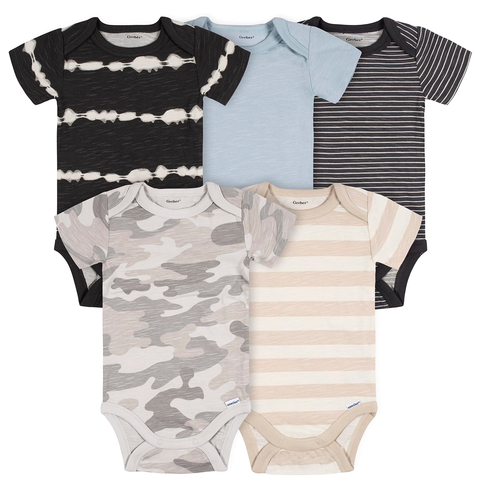 Gerber baby-boys 5-pack Short Sleeve Variety Onesies Bodysuits