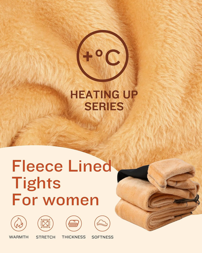 CHRLEISURE Women's Fleece Lined Tights - Fake Sheer Warm Pantyhose Thick Winter Leggings