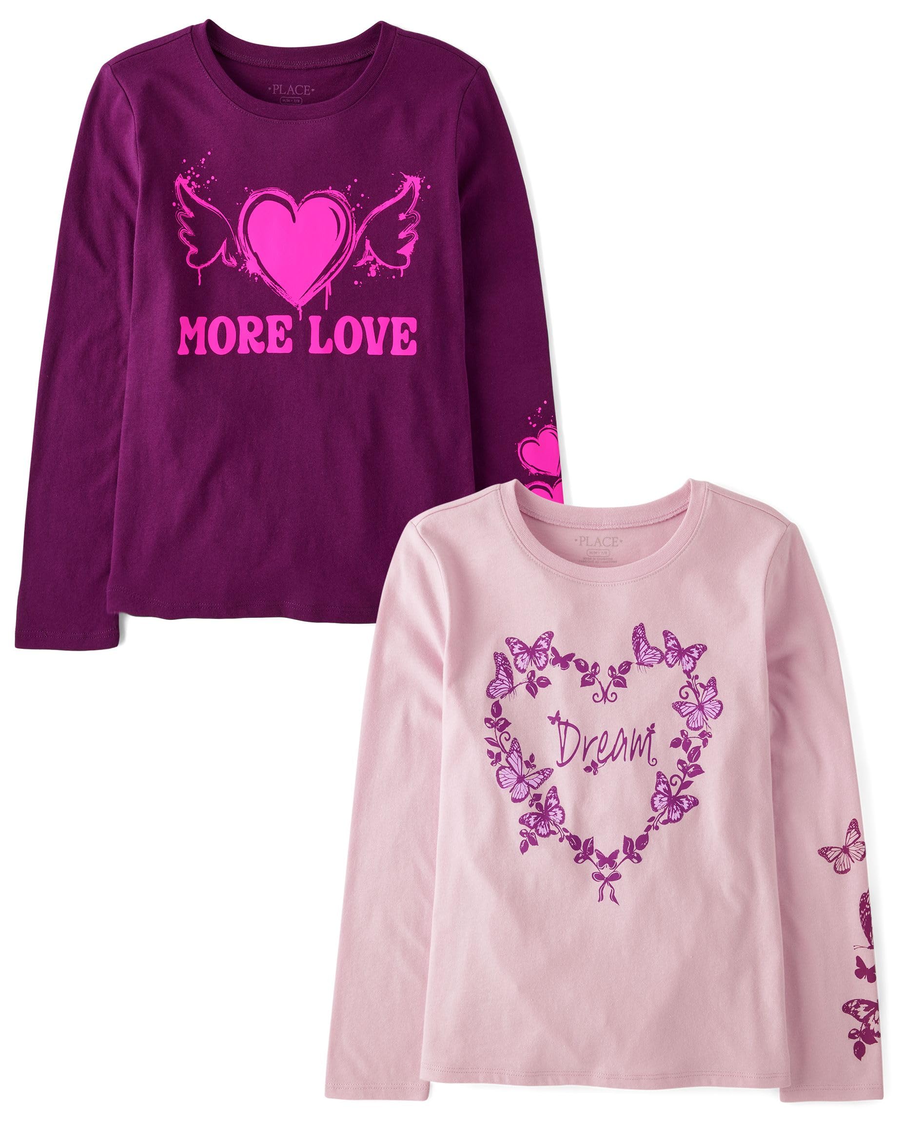 The Children's Place Girls Unicorns,Sports,Butterflies Long Sleeve Graphic T-Shirts,2 Pack