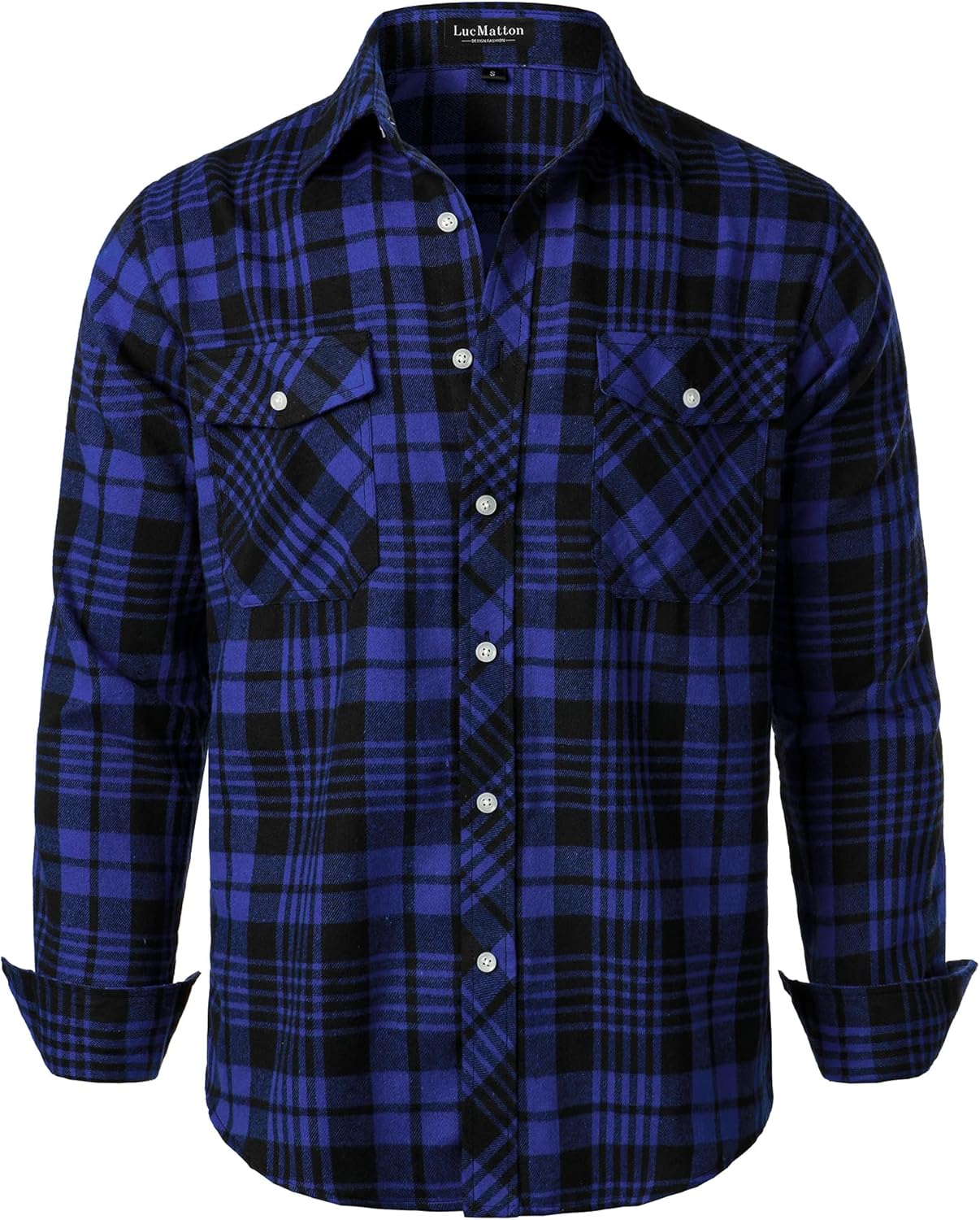 LucMatton Men's Flannel Shirt Casual Regular Fit Long Sleeve Button Down Plaid Shirt with Pocket-5