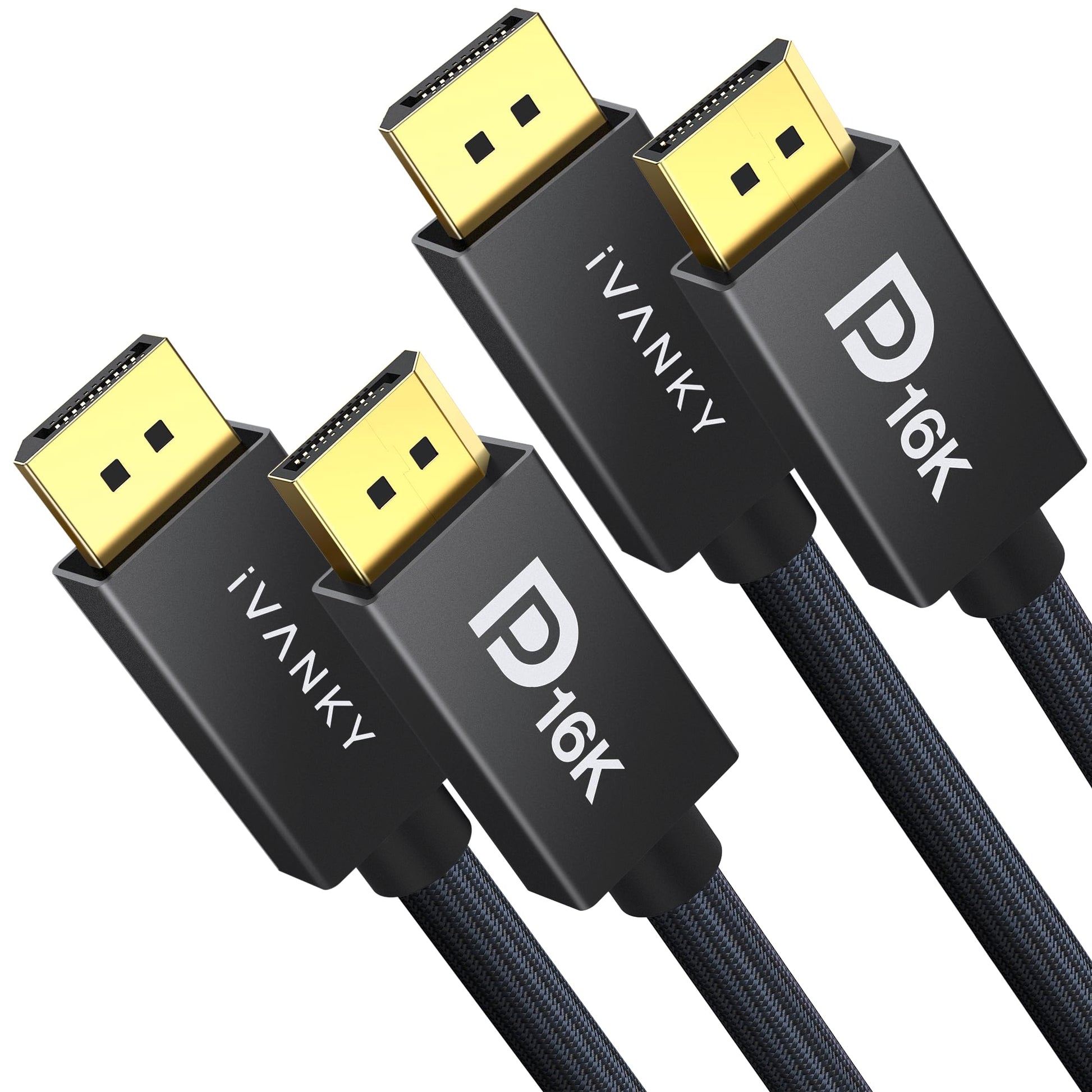IVANKY 80Gbps Displayport Cable 2.1, 16K DP Cord [16K@60Hz,8K@120Hz,4K@240Hz], Display Port 2.1 Cable Support HDR10, HDCP, DSC 1.2a, for 5090,7900Graphics/PC/TV/Gaming Monitor, 6.6FT