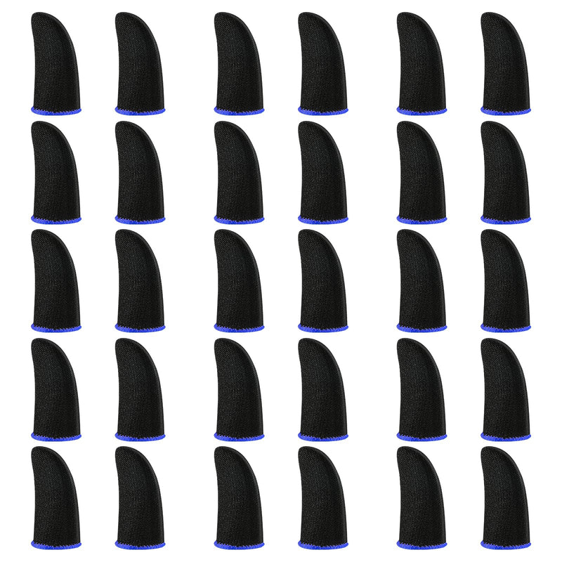 30pcs Gamer Finger Sleeves Carbon Compression Support Thumb Gloves Touchscreen Finger Cover Anti Sweat Mobile Phone Tablet Gaming Stabilizer for All Touchscreen Devices