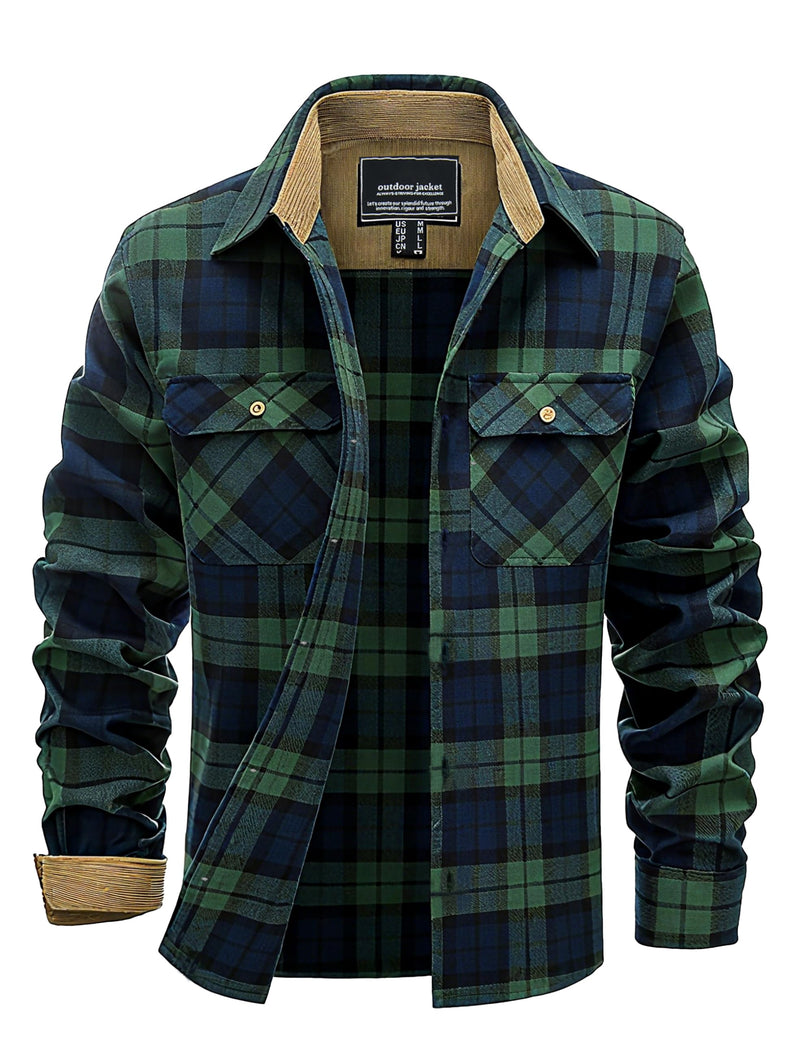 EKLENTSON Men's Flannel Shirts Lightweight Cotton Button Down Long Sleeve Shirt Casual Plaid Pocket Shirts Outdoor Work-3