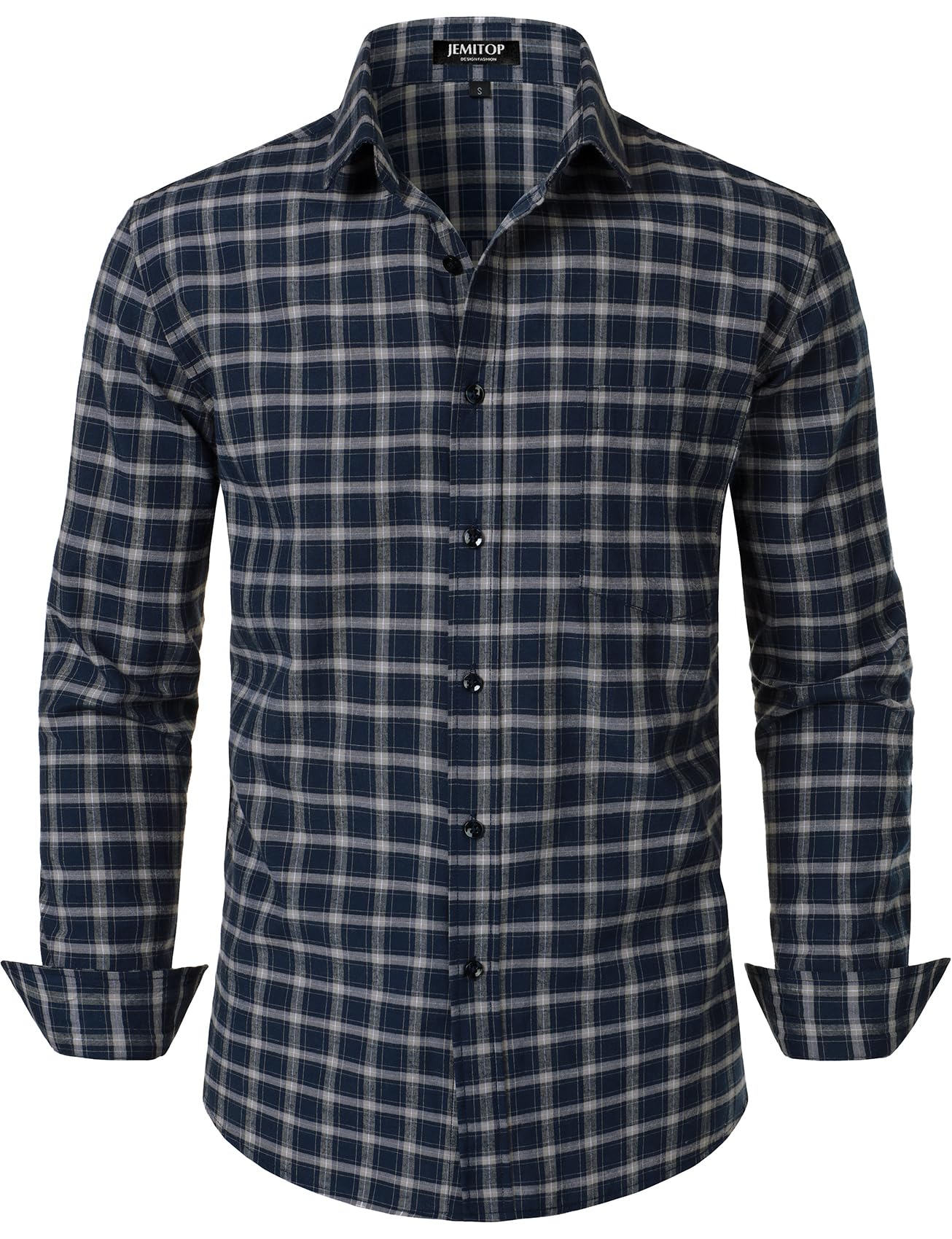 JEMITOP Men's Transitional Weather Slim Fit Long Sleeve Button Down Shirt Business Casual Dress Shirts with Pocket-57