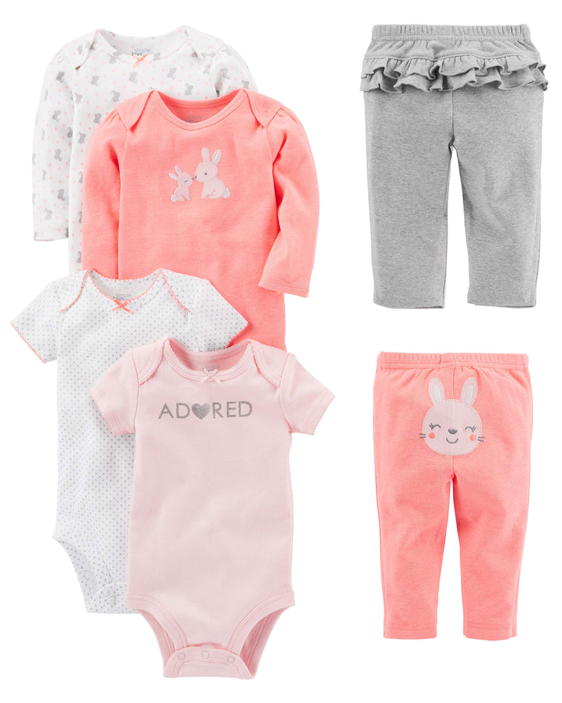 Simple Joys by Carter's baby-girls 6-piece Bodysuits (Short and Long Sleeve) and Pants Set