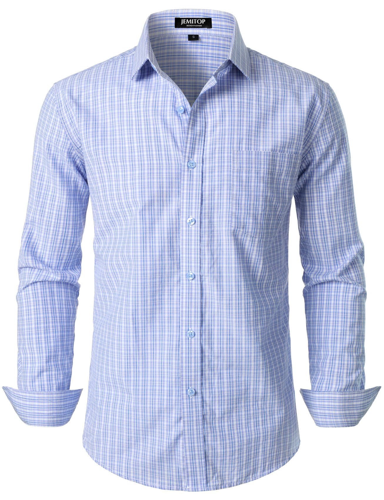 JEMITOP Men's Transitional Weather Slim Fit Long Sleeve Button Down Shirt Business Casual Dress Shirts with Pocket-16