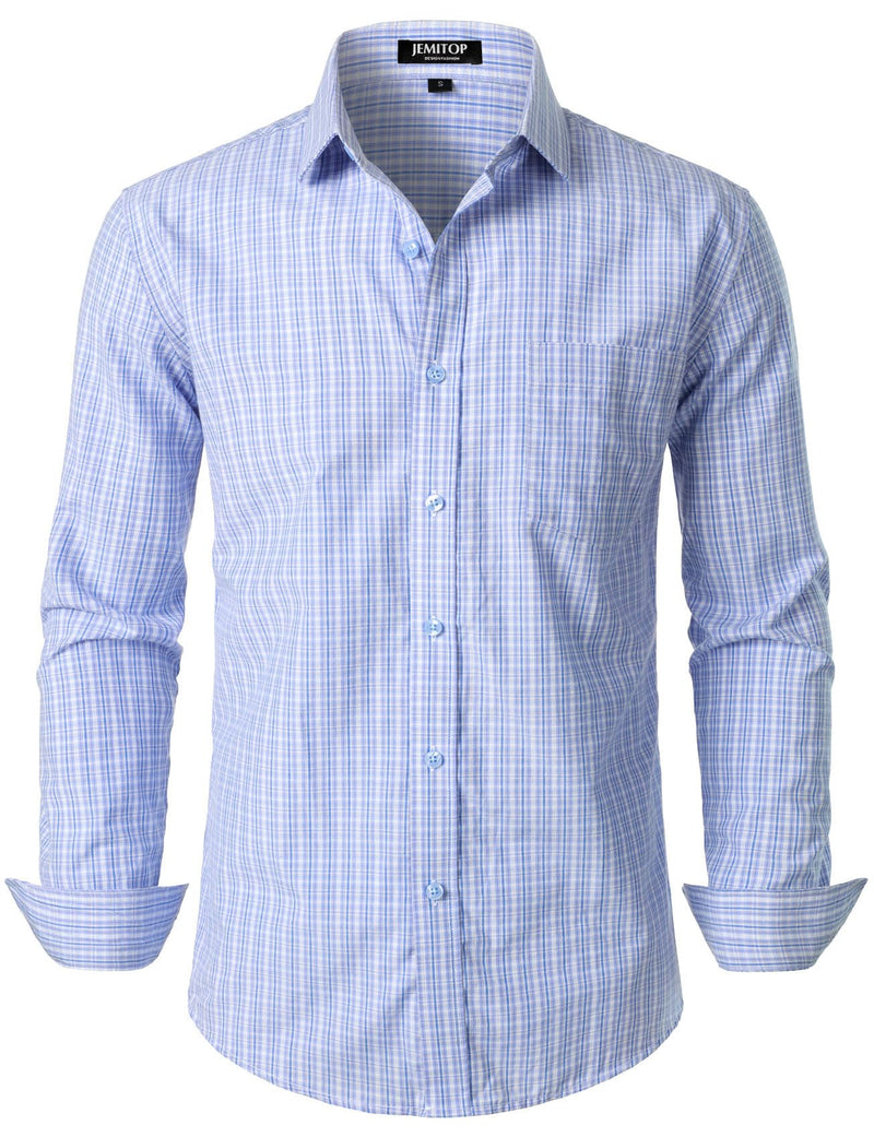 JEMITOP Men's Transitional Weather Slim Fit Long Sleeve Button Down Shirt Business Casual Dress Shirts with Pocket-73
