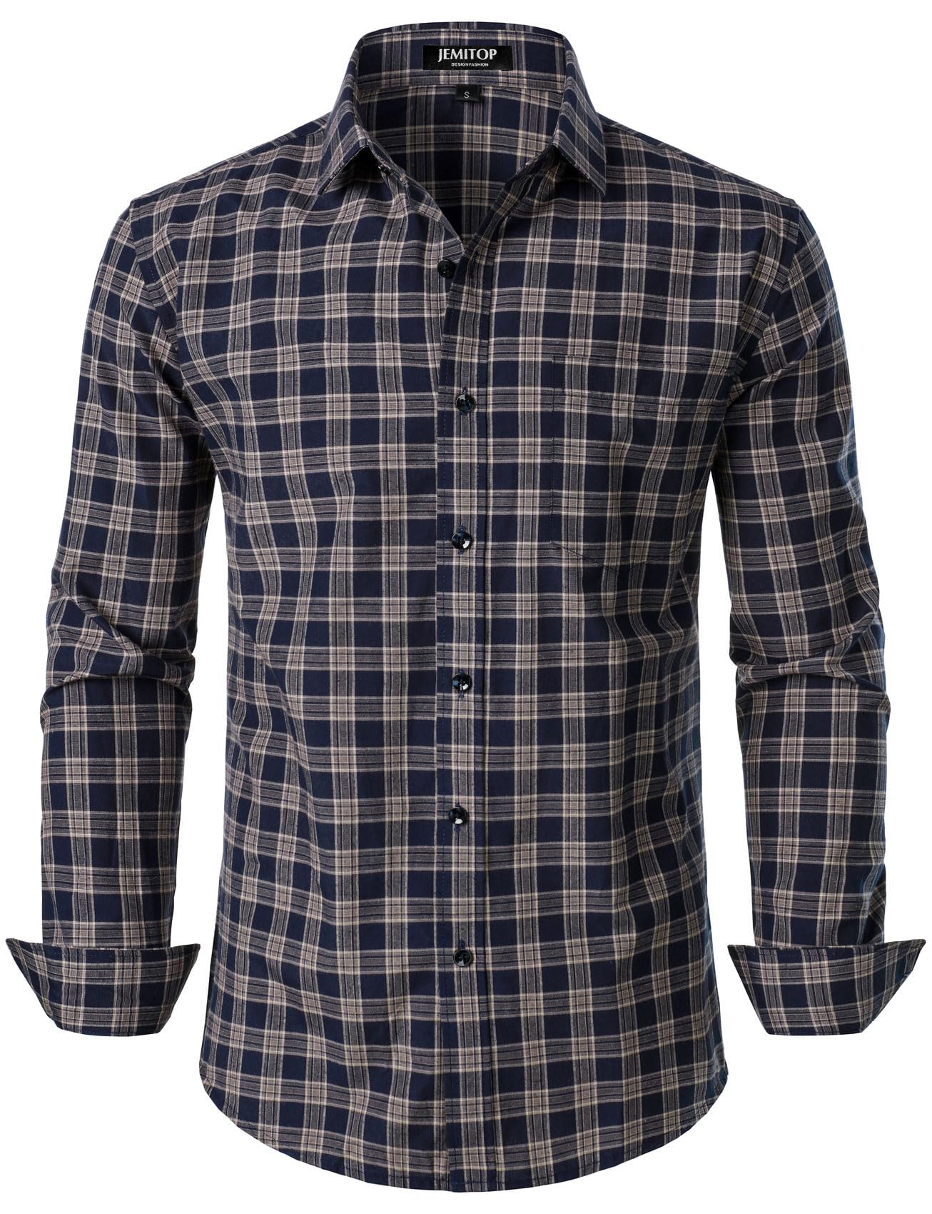 JEMITOP Men's Transitional Weather Slim Fit Long Sleeve Button Down Shirt Business Casual Dress Shirts with Pocket-67