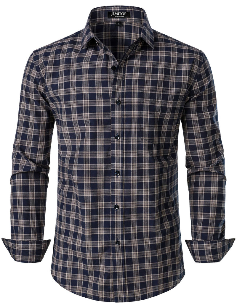 JEMITOP Men's Transitional Weather Slim Fit Long Sleeve Button Down Shirt Business Casual Dress Shirts with Pocket-67