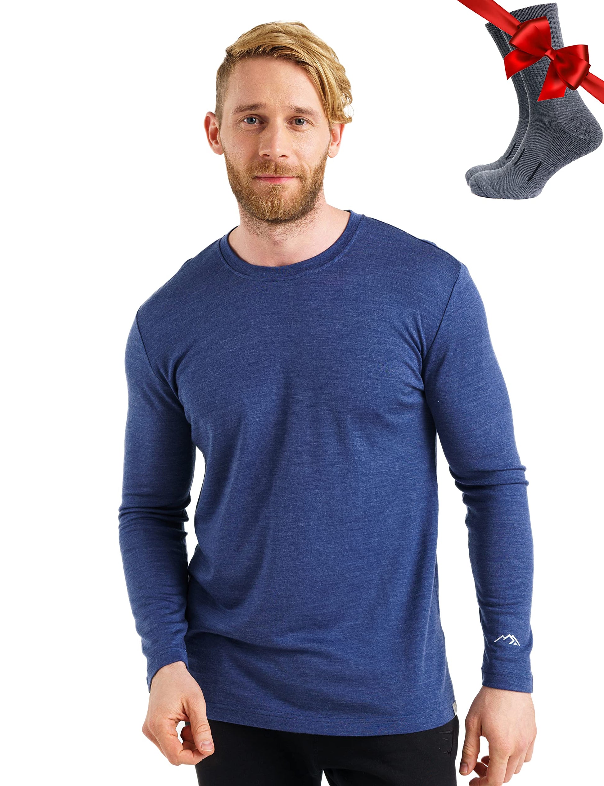 Merino.tech Merino Wool Base Layer - Mens 100% Merino Wool Long Sleeve Thermal Shirts Heavyweight, Midweight, Lite with Socks-31