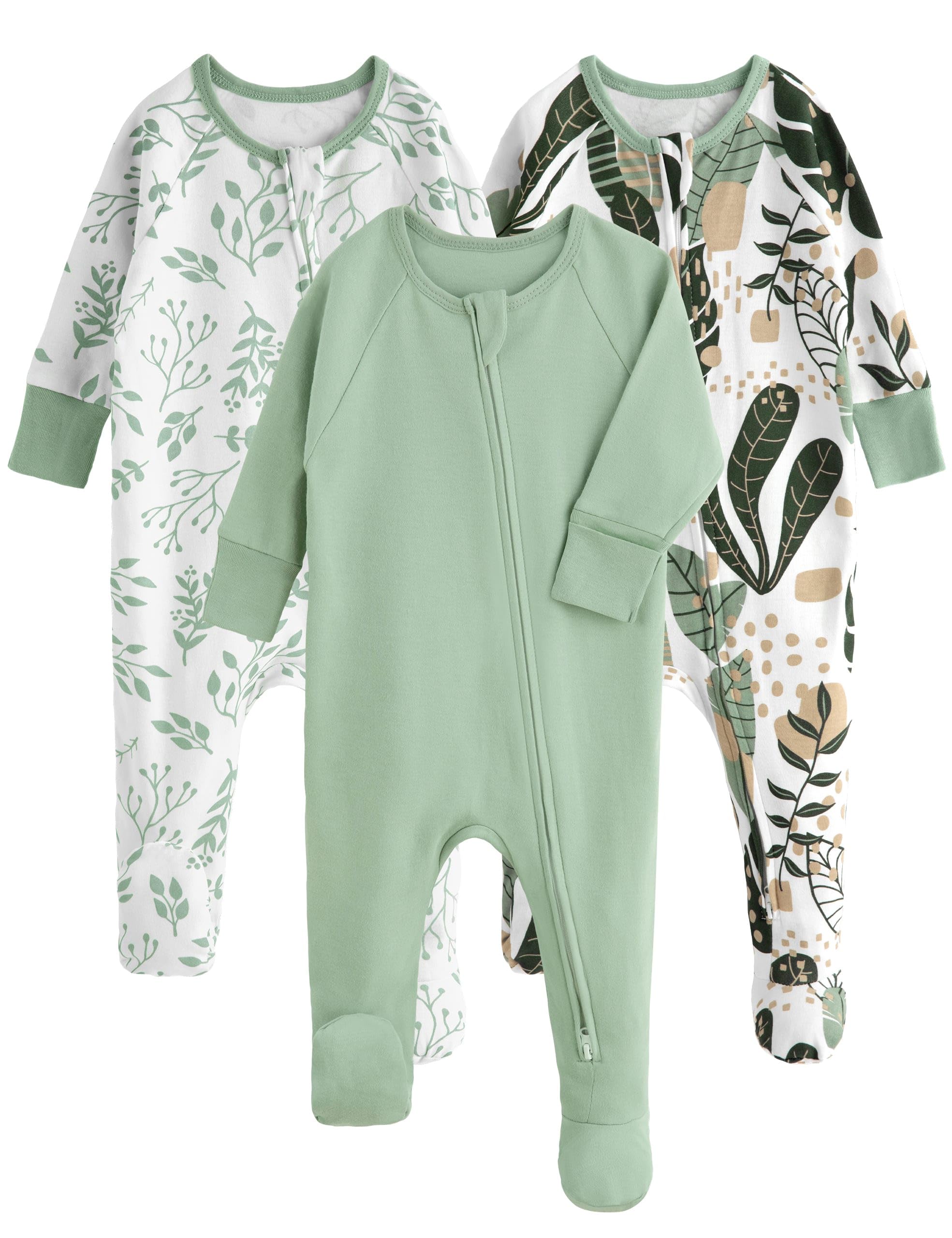 Yoofoss Baby Pajamas 100% Organic Cotton Baby Sleepers for Newborn 0-3 3-6 6-9 Months Boys Girl Clothes 3pcs Footed PJs