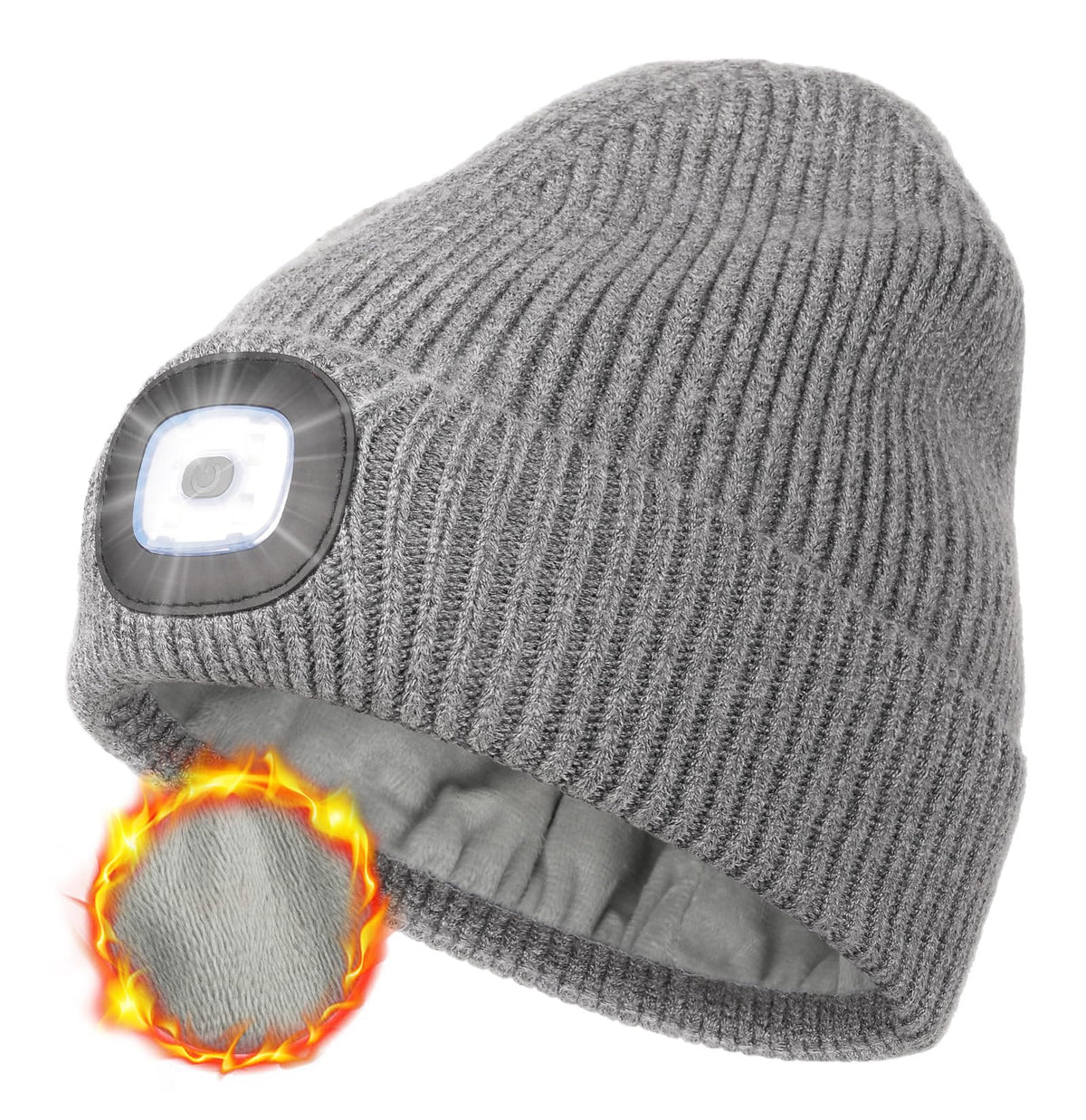 MELASA Winter Fleece Lined Beanie with The Light, Warm Gifts for Men Dad