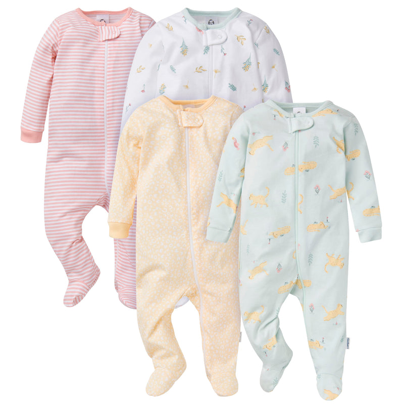 Gerber baby-girls 4 Pack Sleep N' Play Footie