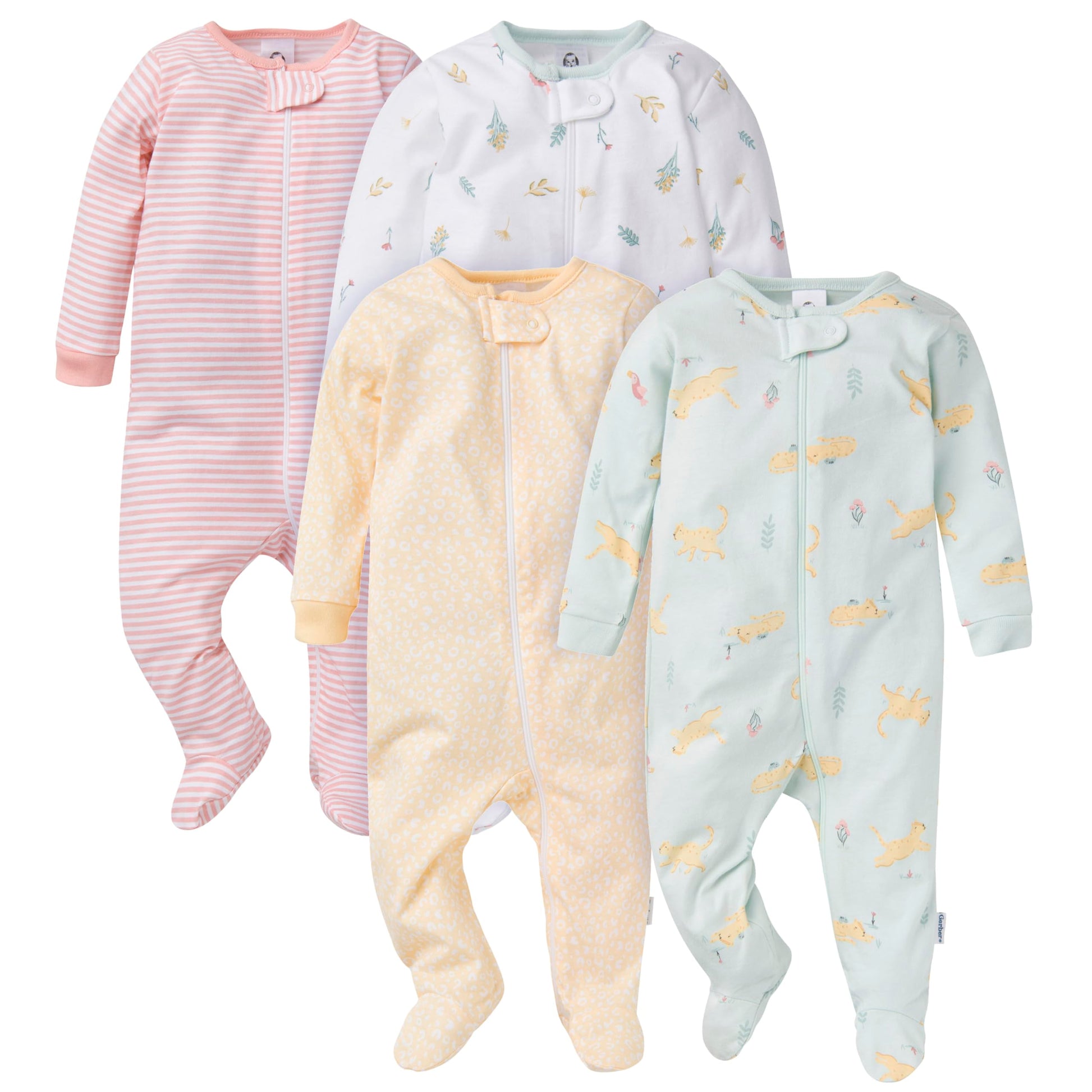 Gerber baby-girls 4 Pack Sleep N' Play Footie
