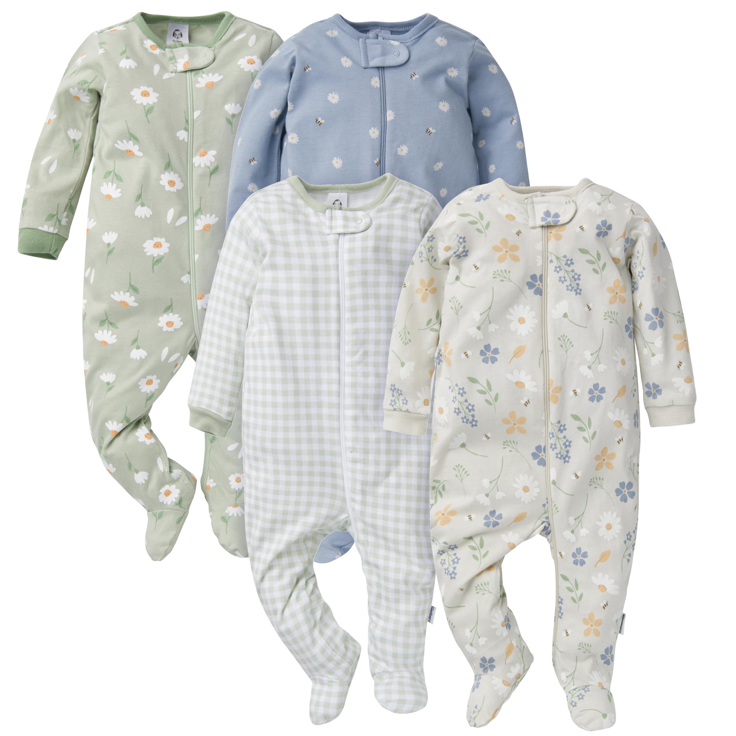 Gerber baby-girls 4 Pack Sleep N' Play Footie