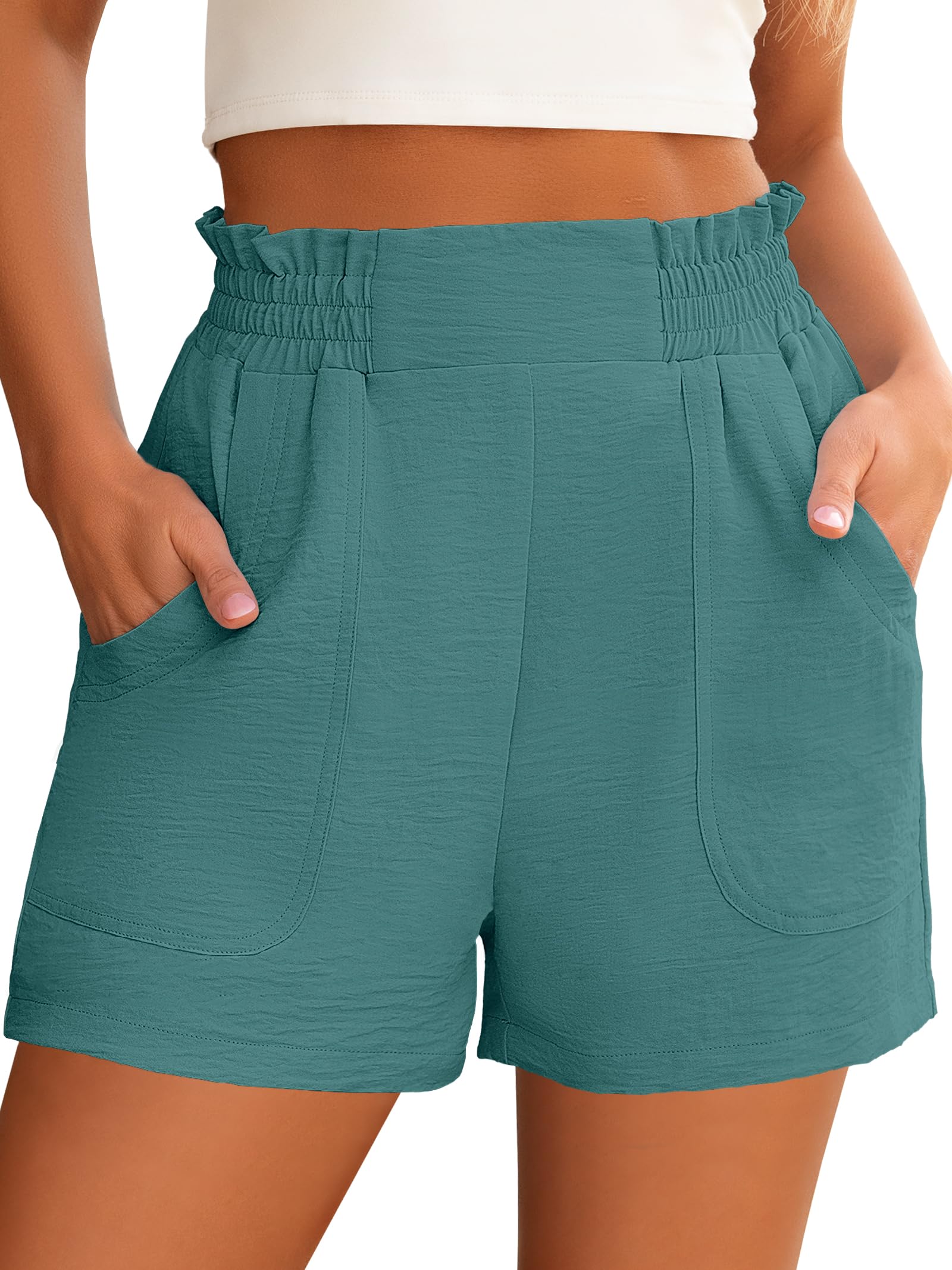ANRABESS Shorts for Women Summer Casual Elastic High Waisted Wide Leg Cute Dressy Beach Shorts 2026 Vacation Beach Clothes