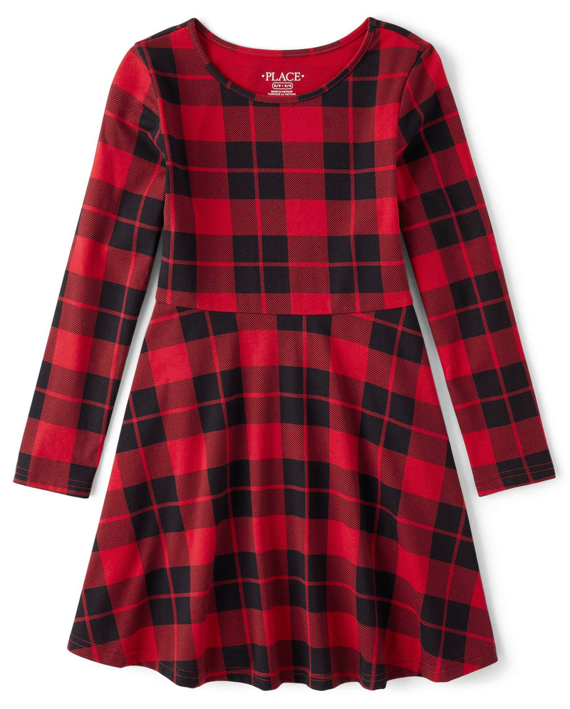 The Children's Place Girls Printed Skater Dress, Long Sleeve