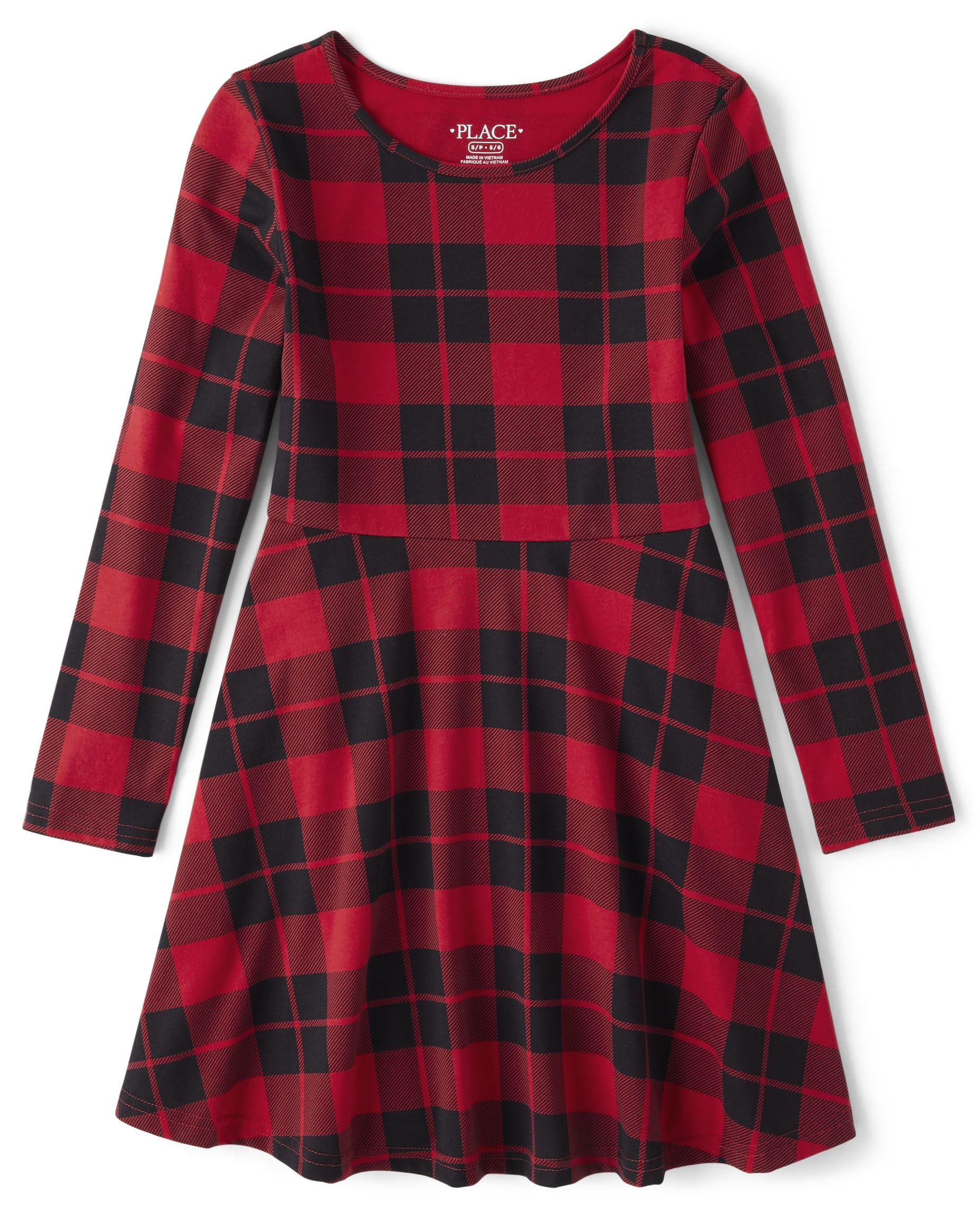 The Children's Place Girls Printed Skater Dress, Long Sleeve