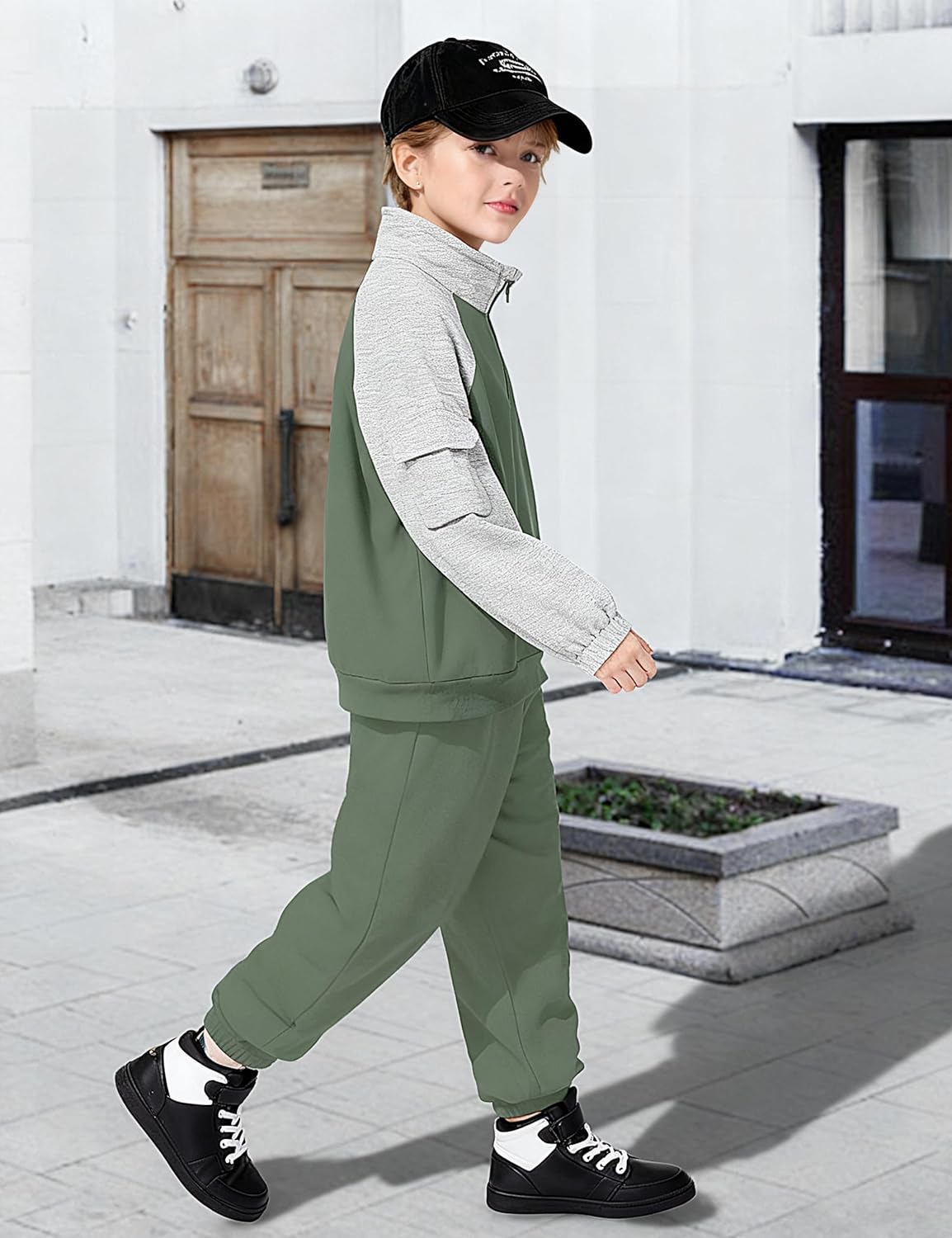 ADIRUN Boys Clothes Quarter Zip Long Sleeve with Pocket Sweatshirt Pants 2Pcs Color Block Fall Winter Outfits Set 6-12T