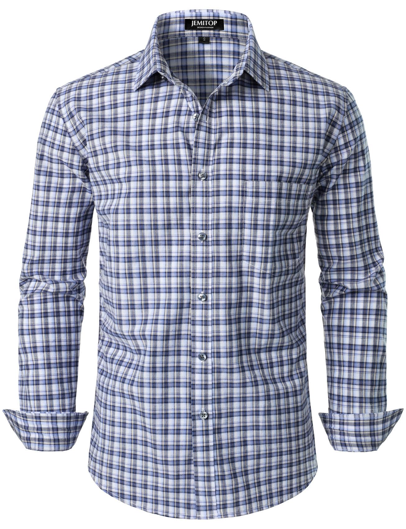 JEMITOP Men's Transitional Weather Slim Fit Long Sleeve Button Down Shirt Business Casual Dress Shirts with Pocket-1